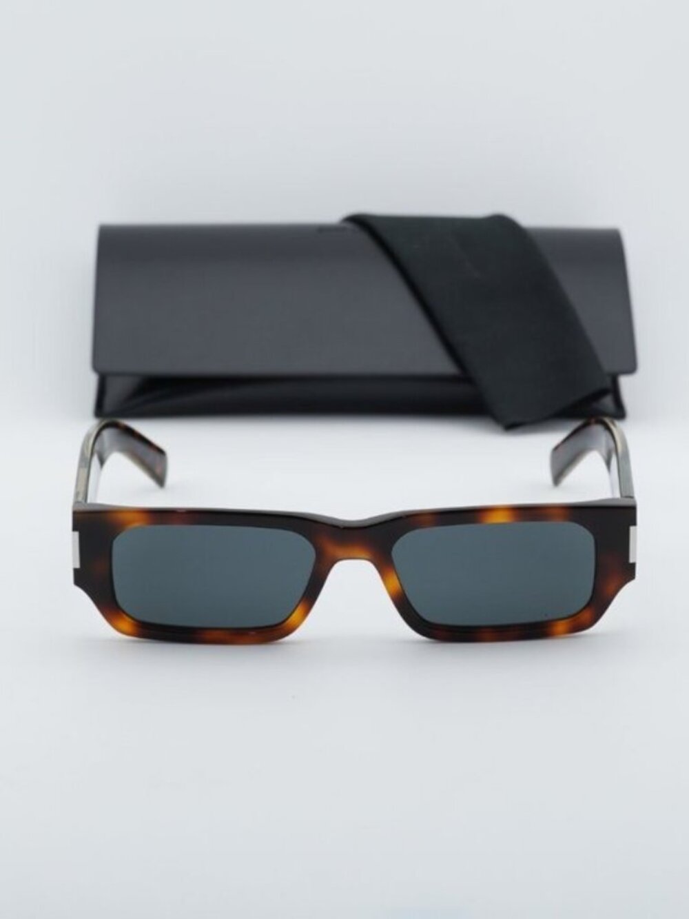 Saint Laurent SL660 002 Unisex Rectangle Sunglasses - Havana / Grey - Picture 6 of 13